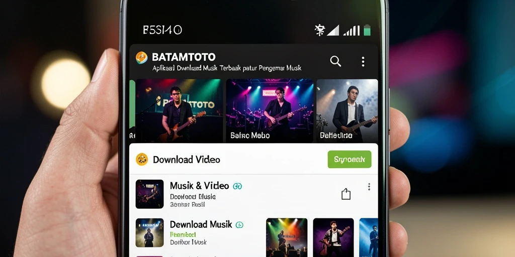 Screenshot antarmuka BATAMTOTO menampilkan fasilitas Download Musik yang mudah digunakan.