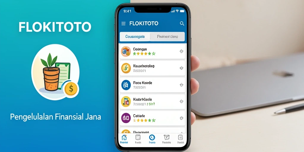 Screenshot antarmuka aplikasi FLOKITOTO yang menunjukkan fitur Catatan Keuangan.