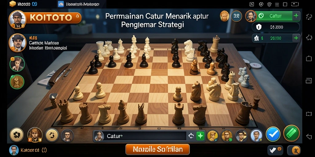 Screenshot KOITOTO menunjukkan antarmuka permainan catur yang menarik.