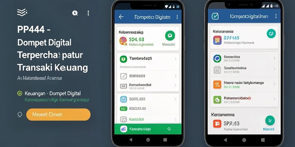 Antarmuka PP444 menampilkan fungsi Dompet Digital yang menarik dan mudah digunakan.