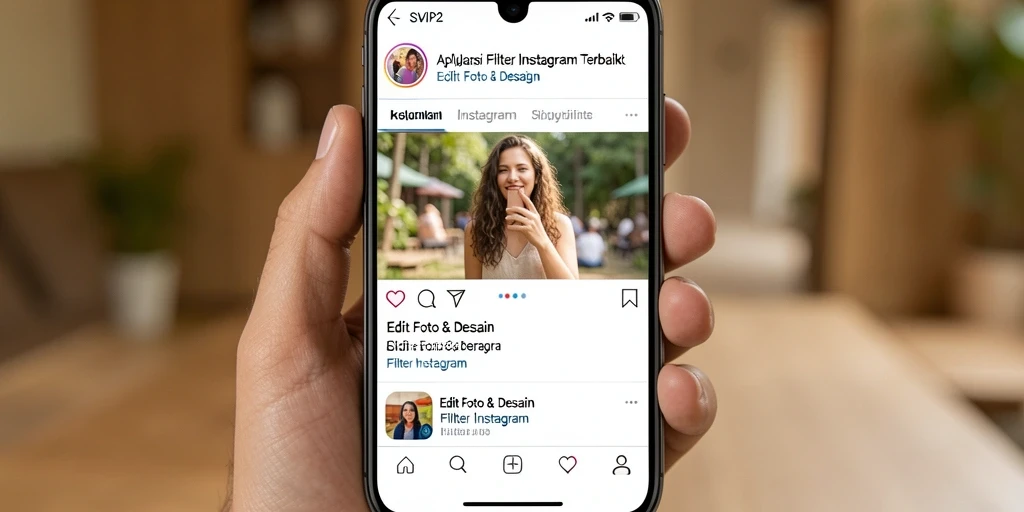 Antarmuka SVIP2 dengan berbagai pilihan filter Instagram.
