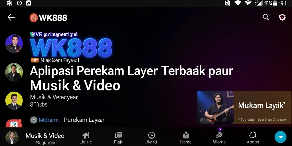 Tampilan antarmuka aplikasi WK888 saat merekam layar dan audio.